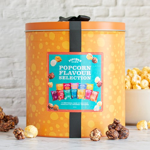 Popcorn Flavour Snack Selection Gift Tin – 12 Gourmet Flavours 272g